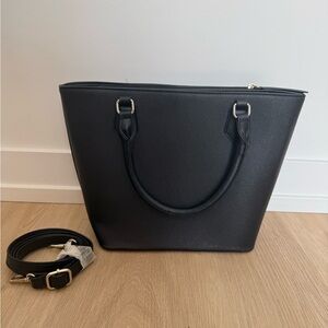 George Black Tote with Detachable Strap and Silver-Tone Hardware